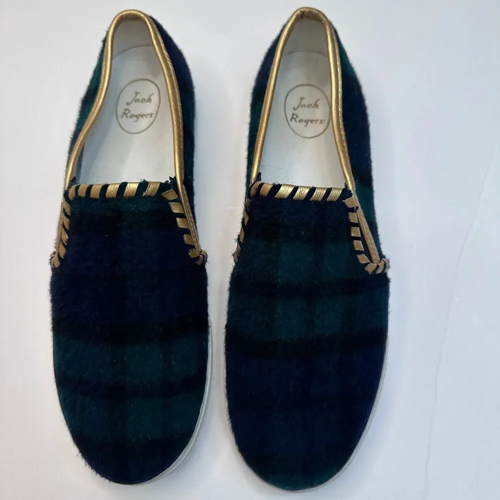 Jack Rogers Green Navy Tartan Slides